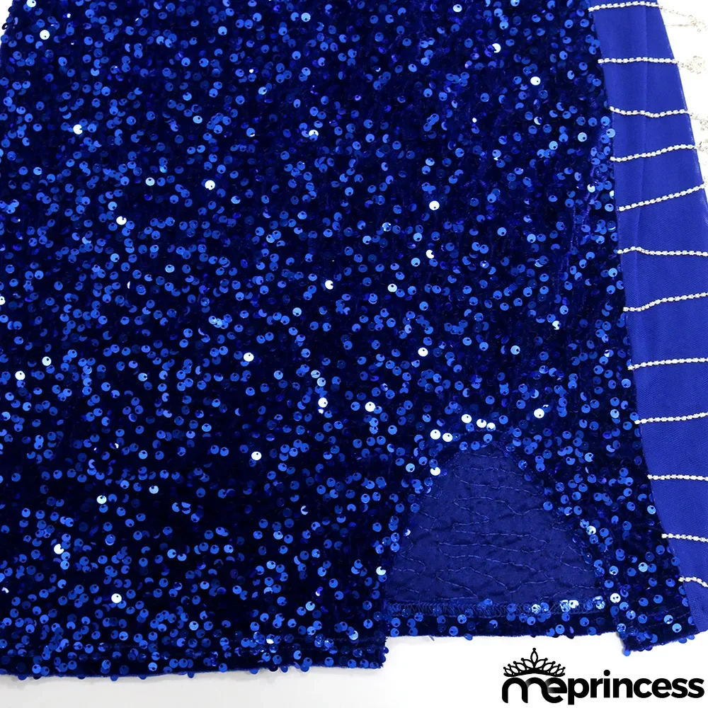 Sexy Sequin One Shoulder Split Mini Dress