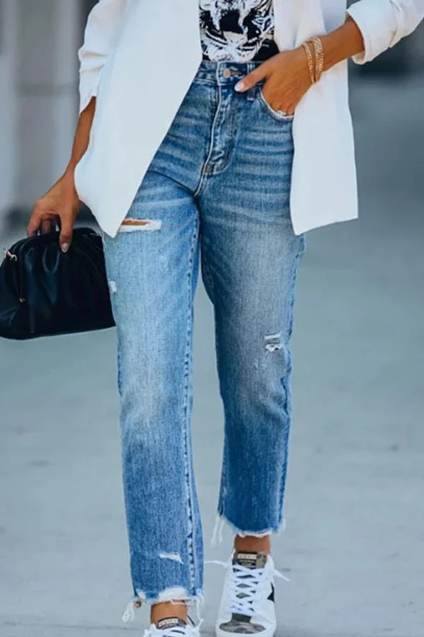 Womens Unusual Solid Color Tailored Jeans-Allyzone-Allyzone
