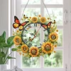 Acrylic Special Shape Sunflower Butterfly Diamond Painting Clock Handicraft