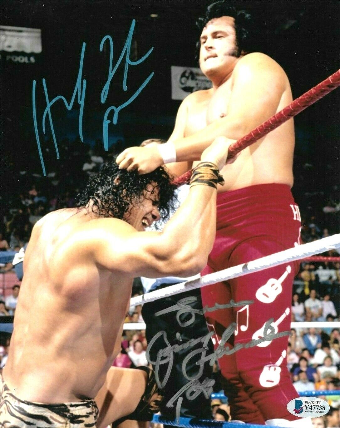 WWE JIMMY SNUKA AND HONKY TONK MAN HAND SIGNED 8X10 Photo Poster painting WITH BECKETT COA