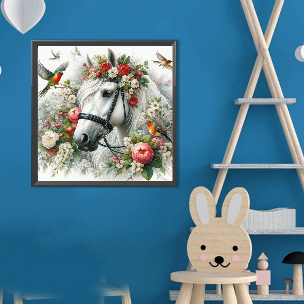 Diamond Painting - Full Round Drill - Flower Horse(Canvas|40*40cm)