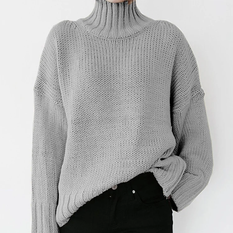 Wongn Wongn Autumn And Winter New High Collar Long Sleeve Solid Color Knit Jumper Sweater Women's Clothing