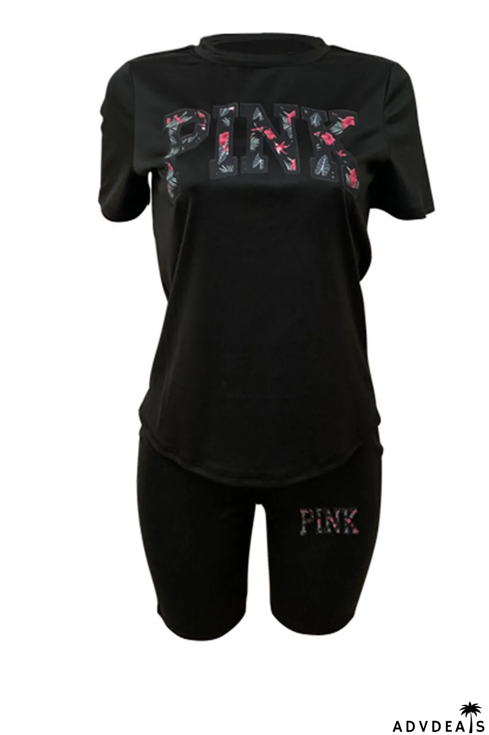 White Casual Print Patchwork O Neck Short Sleeve Two Pieces