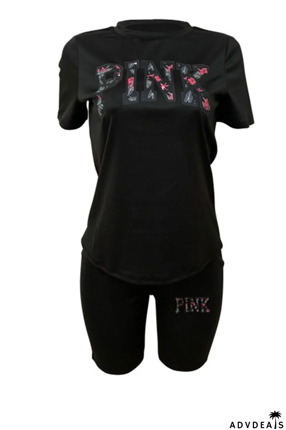 White Casual Print Patchwork O Neck Short Sleeve Two Pieces