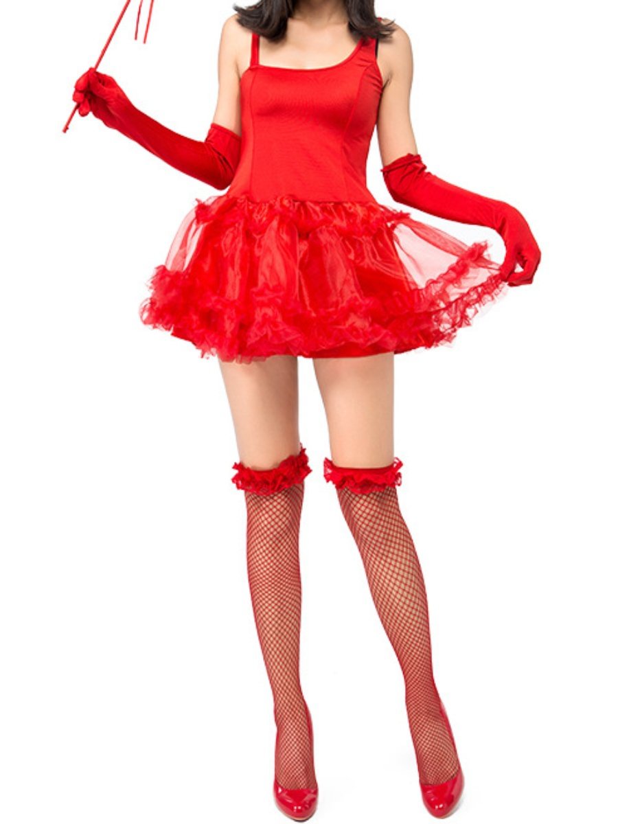Halloween Costume Red Flame Little Devil Mini Dress Cosplay Costume