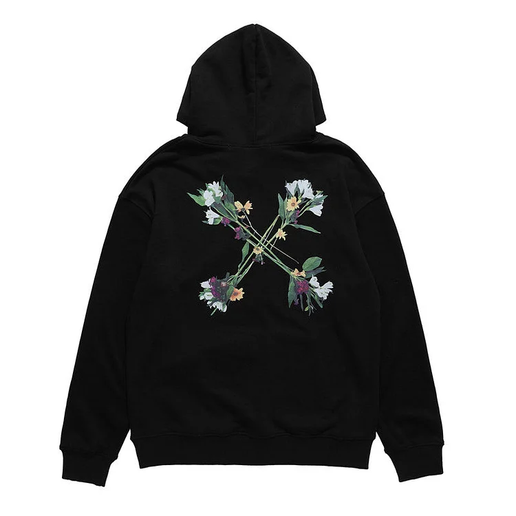 Off White Hoodie Autumn and Winter Plant Flower Series Hooded Sweater Men and Women