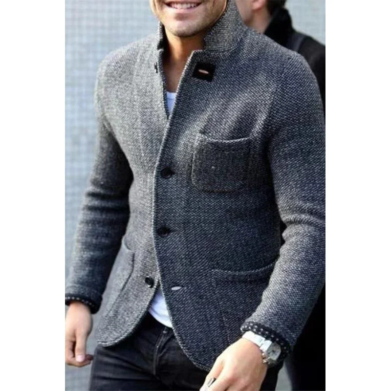 Mongw Mongw Men's Men's Blazer Suit Collar Long Sleeve Pocket Shirt Men's Jacket Coat Sweater