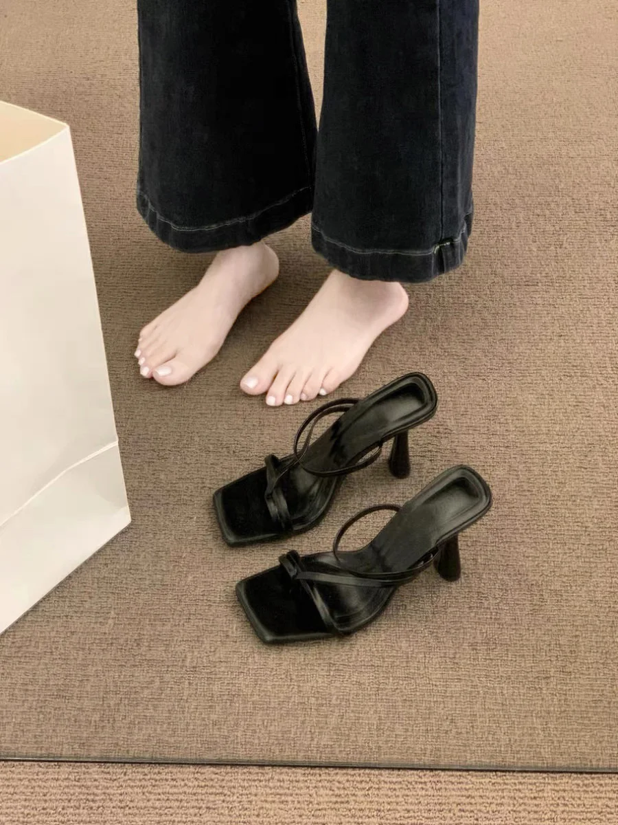 Breakj Breakj Fine-Heeled Temperament Silver Cool Slippers Fairy Shoes Wear 2025 New Summer Small High Heels Sandals