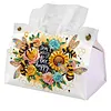 (24cm)Diamond Art Tissue Box Cover DIY PU Desktop(SweetBees and Flowers)