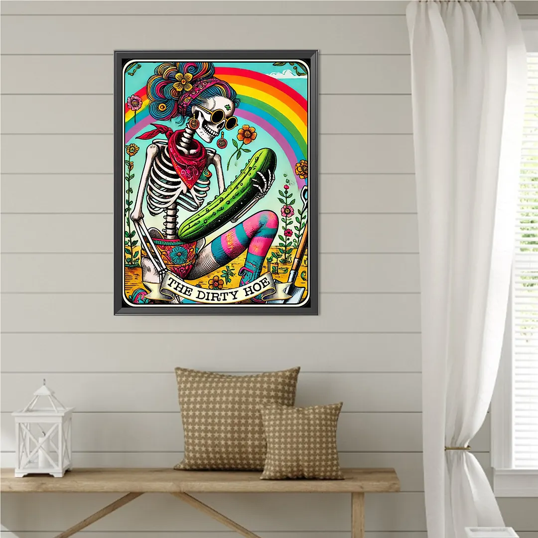 Skulls and Rainbows Tarot Cards DIY 5D Round Full Drill Diamond Painting Gem Art Kits for Adults/Beginners Gift Idea Home Wall Decor Diamond Dots Paintings Picture Arts Craft 15.75x19.69Inch