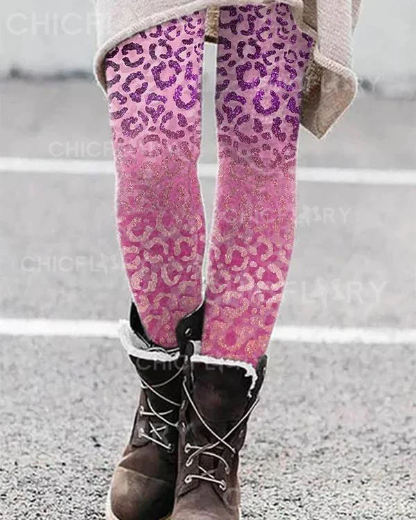 Breast Cancer Awareness Tackle Cancer Football Leopard Print Leggings
