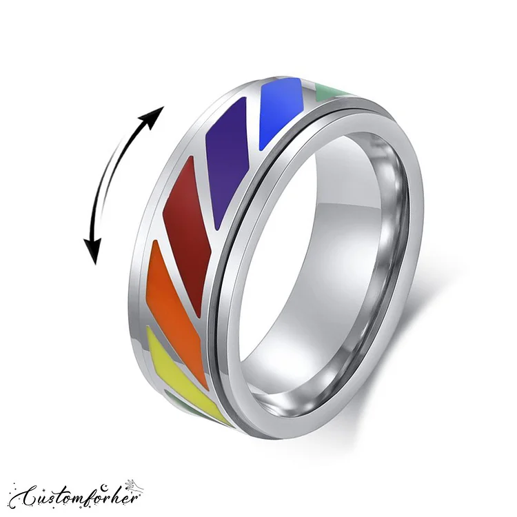 Titanium Men's Rainbow Turning Ring