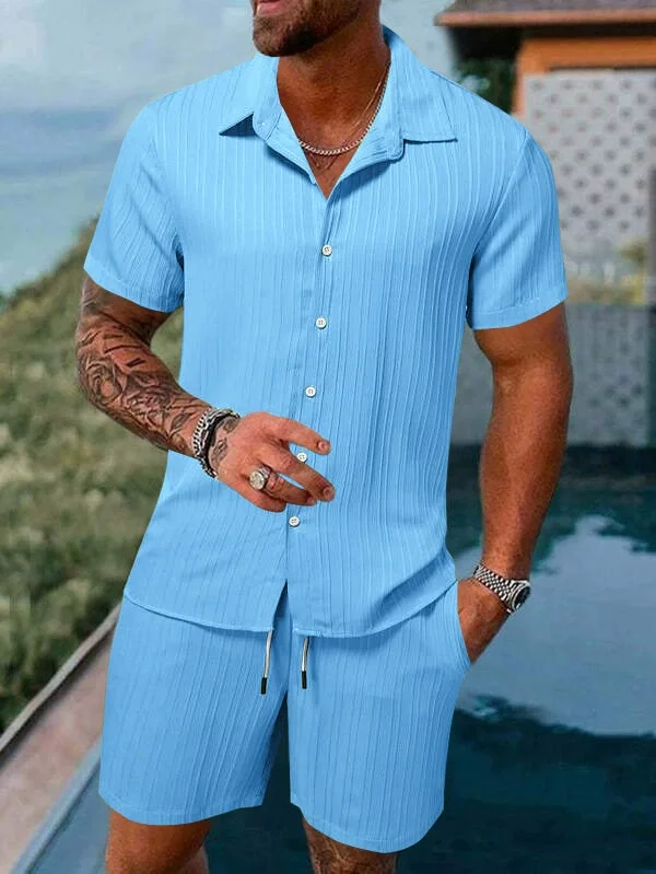 Men's shirt casual loose short-sleeved shorts beach leisure suit