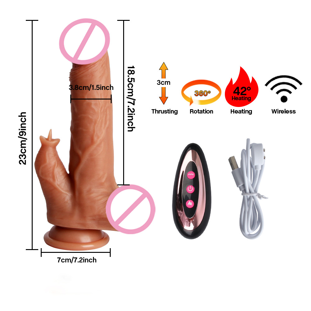 Multiple-function Vibrating Swing Thrusting Licking Dildo