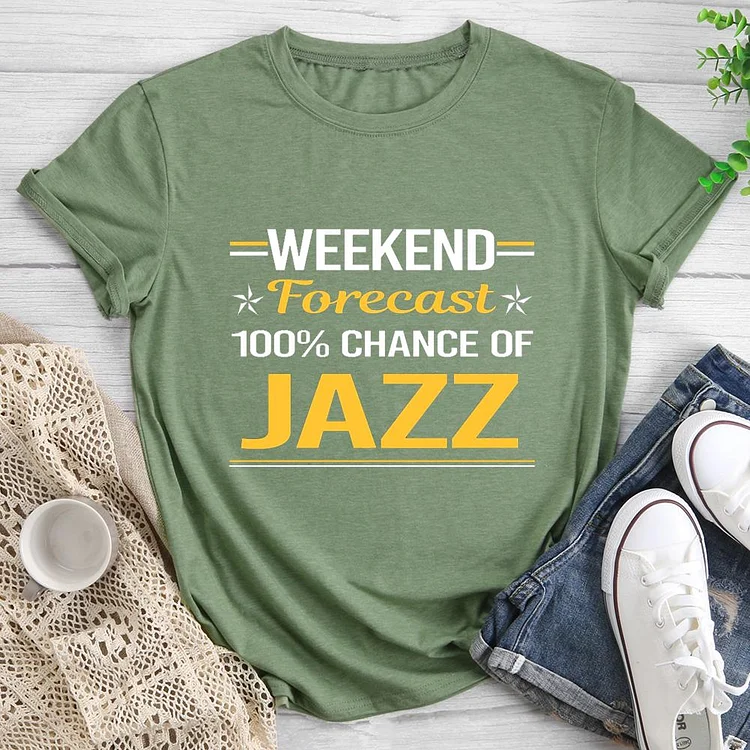 Weekend Forecast 100% Jazz Round Neck T-shirt