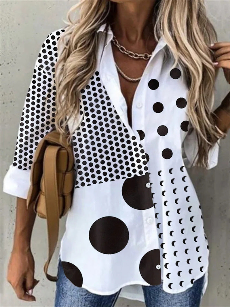 Women Long Sleeve V-neck Graphic Floral Printed Top