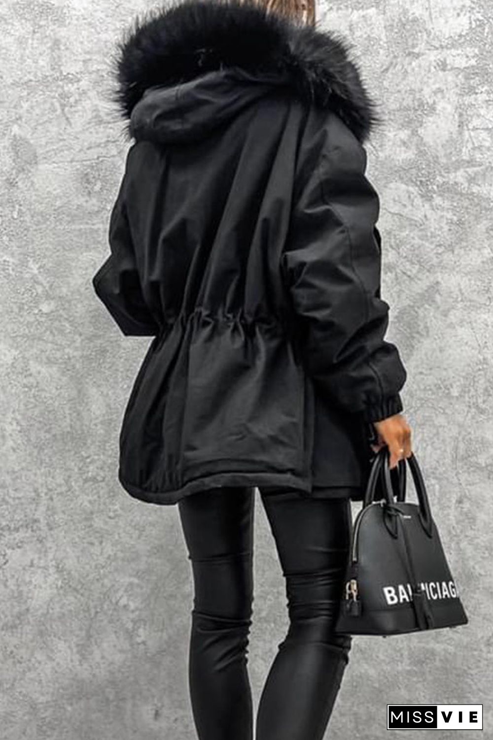 Street Punk Color Block Patchwork Mandarin Collar Outerwear