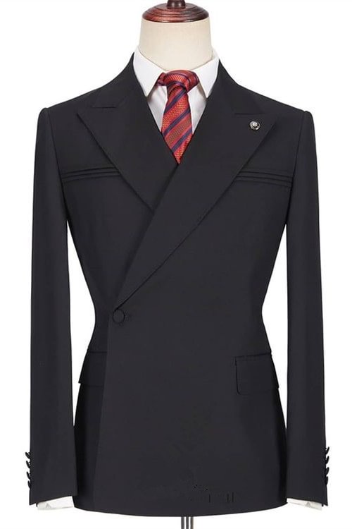 Slim Fit Luxurious Black Peaked Lapel Men Suits for Prom | Ballbellas Ballbellas