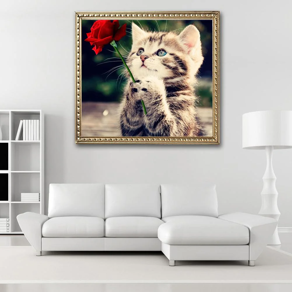 Diamond Painting - Round Drill - Cat Rose(30*30cm)