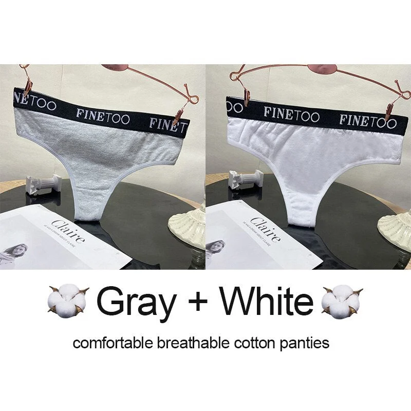 2PCS/Set Cotton Lingerie Women's Underwear Panties Sexy Thong Underpants Female Briefs Intimates G-String Pantys Cotton Panties