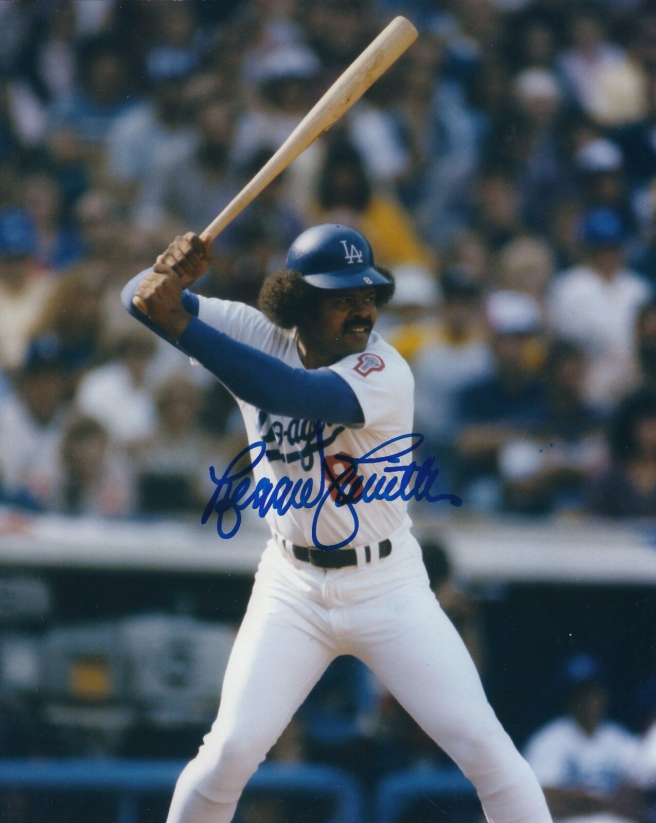 Signed 8x10 REGGIE SMITH Los Angeles Dodgers 8X10 Autographed Photo Poster painting- COA