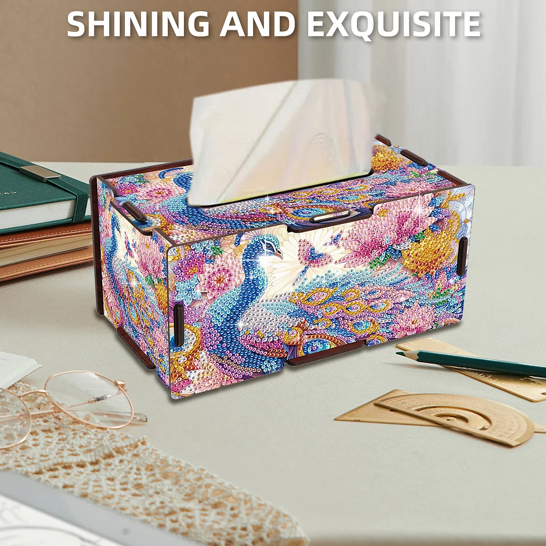 Wooden Diamond Painting Tissue Box for Home and Office Decoration (ZJH016)