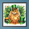 St. Patrick's Day Katze komplette DIY 5D Round Drill Diamantkunst-Kits f&uuml;r Wanddekoration 40x40cm