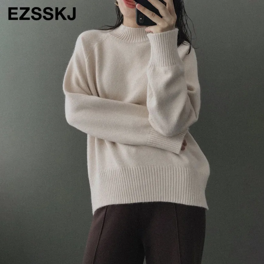 casual thick big Autumn Winter o-neck oversize Sweater Pullover Women warm chic female loose cashmere Basic wool Sweaters pull