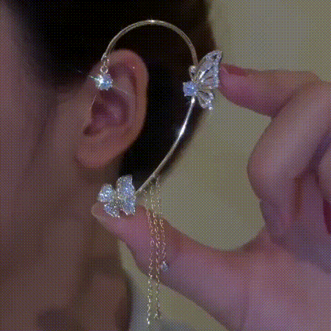 Flower Butterfly Diamond Tassel Earrings