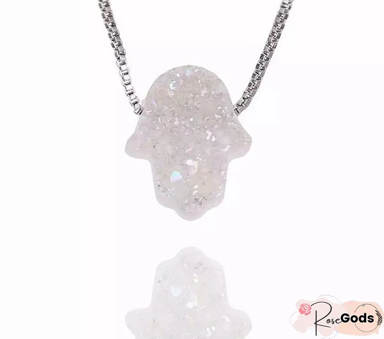 Hand Crystal Pendant Necklace On 925 Sterling Silver Chain