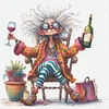Lady Drinking Red Wine-11CT Stamped Cross Stitch 40*40cm/15.75*15.75in