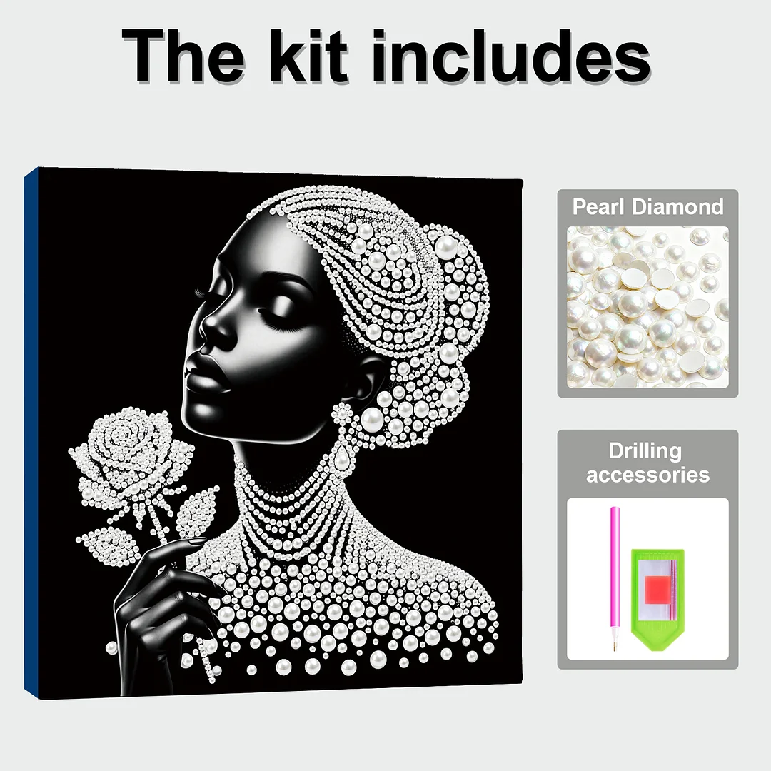 Rose Girl - DIY Pearl Diamond Art Kit With Frame 25*25cm