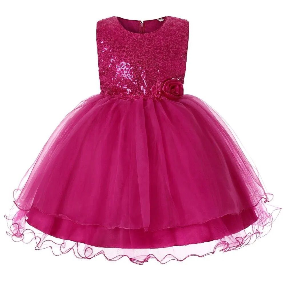 Kid Ball Birthday Flower Girl Bridesmaid Dress For Party Sequined Princess Customer of 7 Years Old