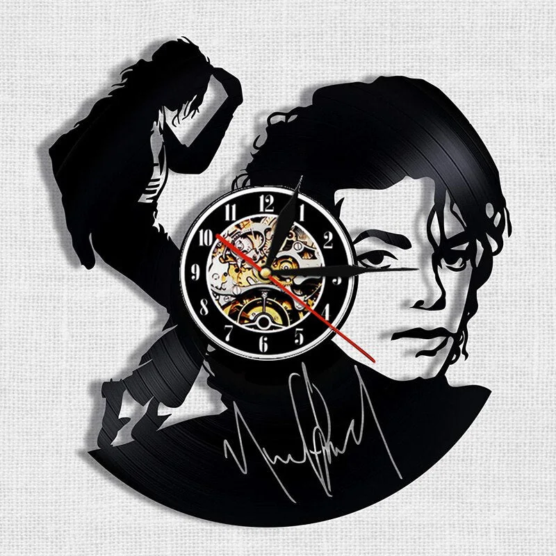 Vintage Vinyl Record Wall Clock Modern Design Music King Michael Jackson Vinyl Clocks Wall Watch Home Decor Gifts for Fan