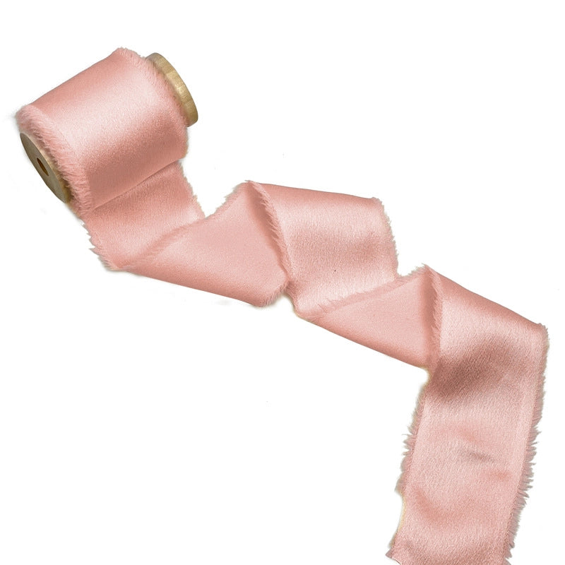 Satin Hand Ripped Burr Cloth Strip Ribbon New Year Ribbon Soft Decorative Hair Ribbon Flowers Ribbon Christmas Ribbon