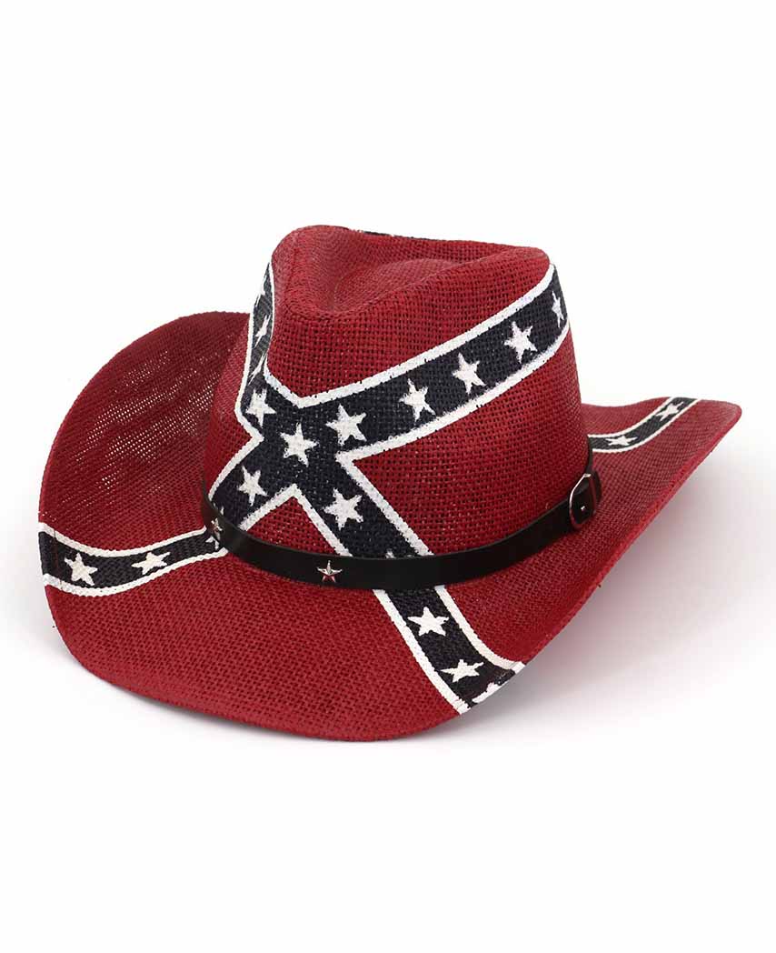 Cowboy Vintage Star Print Straw Wide Brim Hat