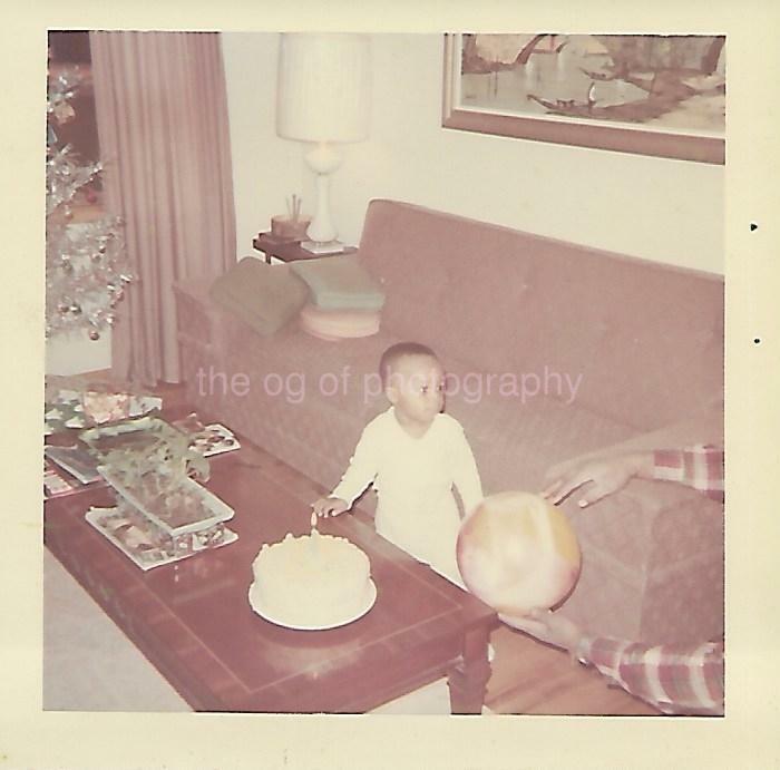 FOUND Photo Poster paintingGRAPH Color BIRTHDAY BOY Original Snapshot CAKE 15 8 I