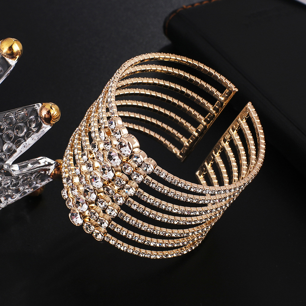 Fashion Rhinestone Multi-row Wide Open Bracelet | Oxredo Shop Ramadan Sale