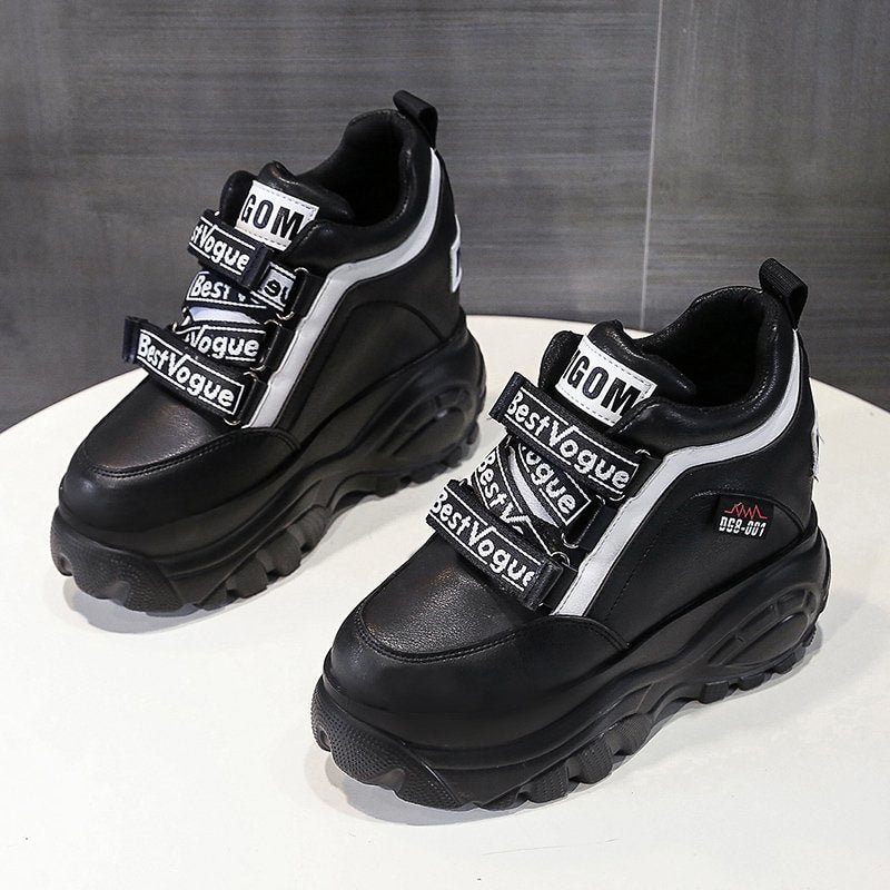 Women Chunky Sneakers 2020 Fashion Platform Sneakers Ladies Brand Wedges Casual Shoes for Woman Leather Sports Dad Shoes 7cm