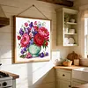 Peony Sweetpea Full 18CT 2 Strands DIY Stamped Cross Stitch Kits for Beginners Adults Home Wall Decor Cross Stitch Art and Crafts Kits 25x25cm