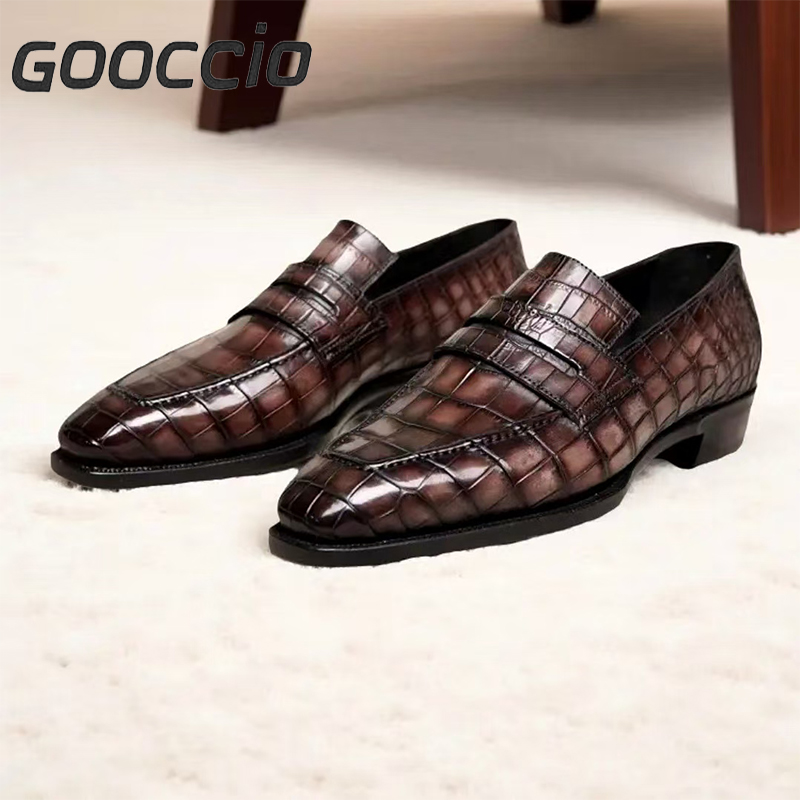 TV125 Prenium Crocodile Leather Dress Shoes/Loafer Shoes For Men GOOCCIO   