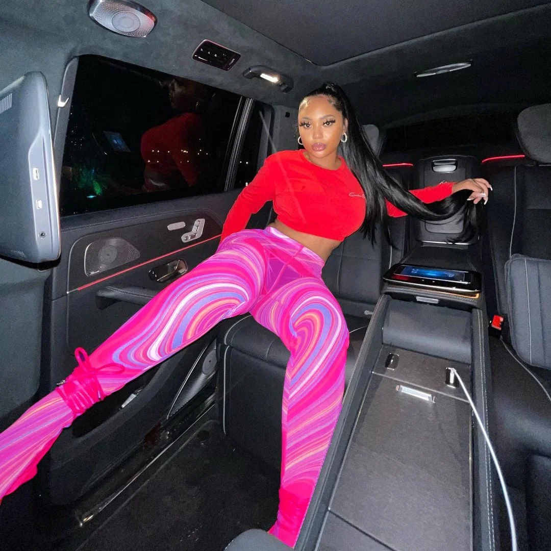 Hugcitar 2021 High Waist Asymmetric Multi Color Vortex Bodycon Long Pants Summer Women Fashion Sexy Streetwear Casual Trouser