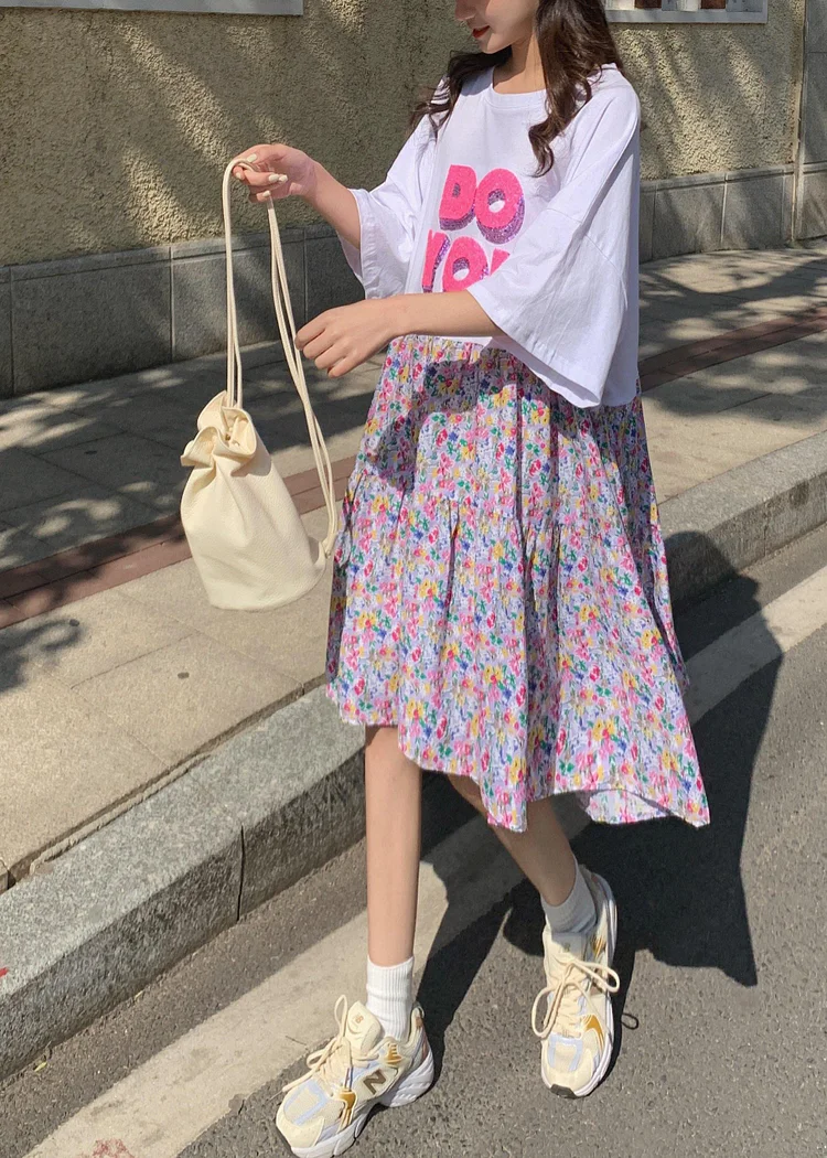 Women White Sequins Letter Cotton Summer Dress