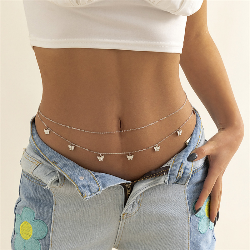 2Pcs/set Butterfly Beach Bikini Belly Waist Chain Jewelry for Women-VESSFUL