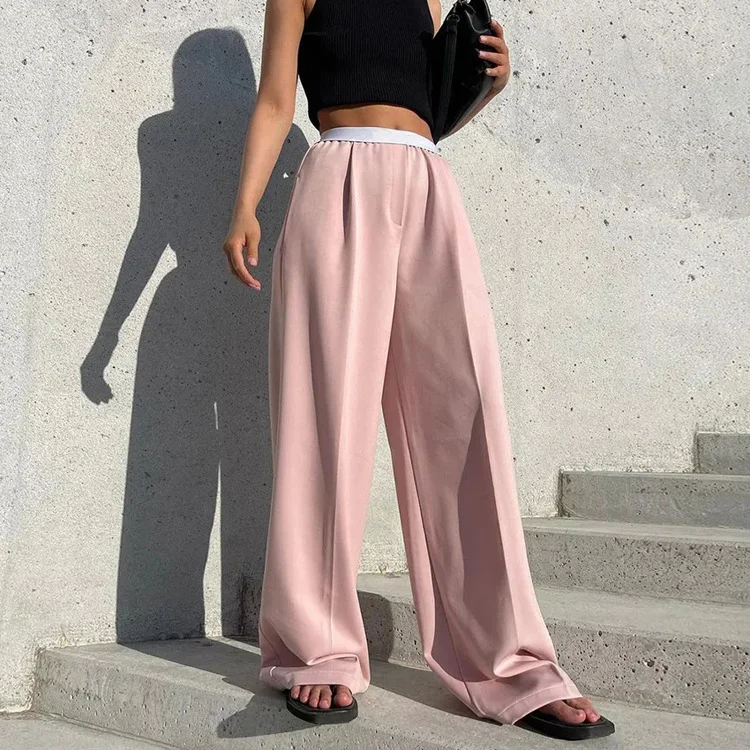 Ueong Ueong Women's Pants Autumn New Fashion Loose Casual Pants Niche Design Show Thin Drag Floor Pants Wide Legs