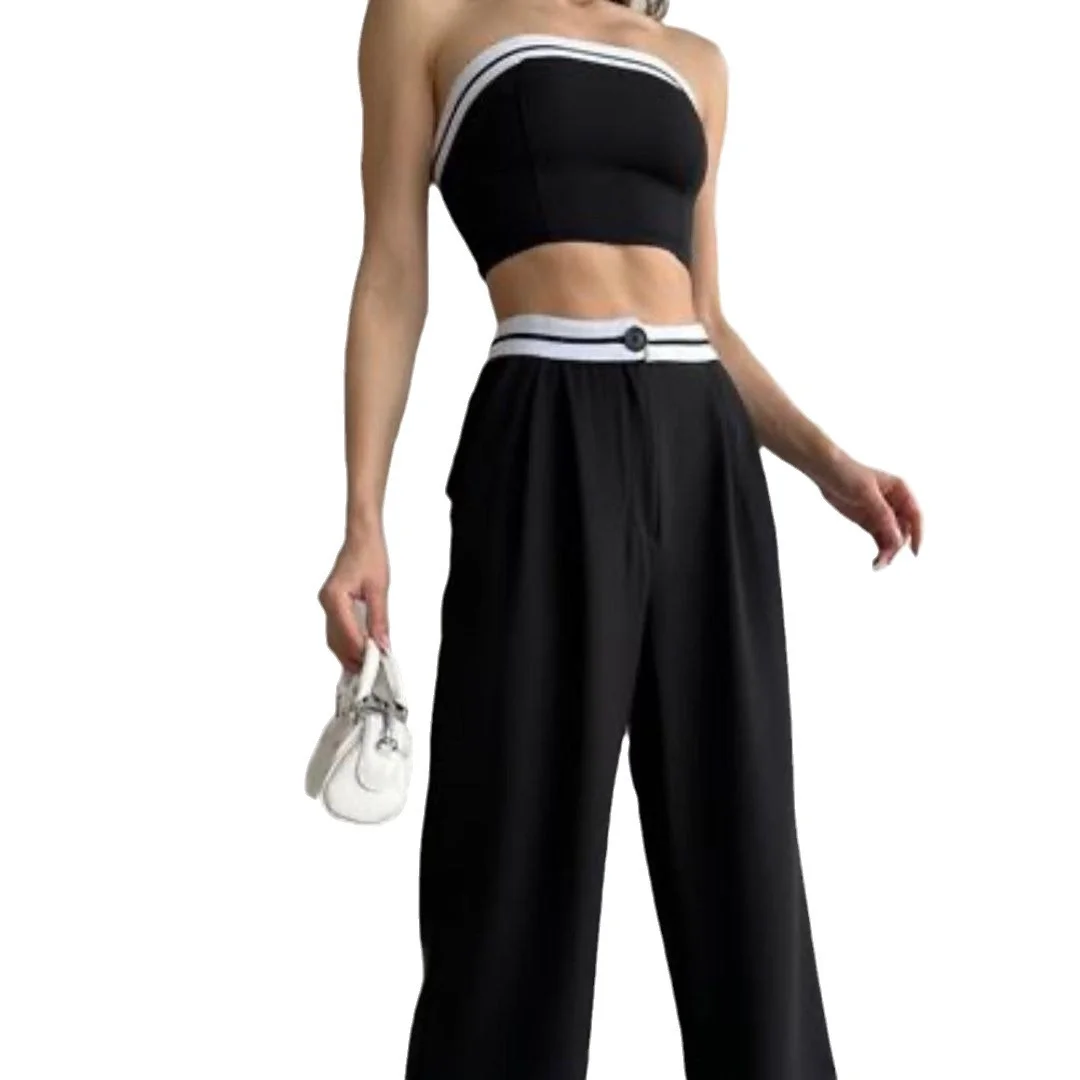 Nigikala Nigikala Women's New Hottie Wearing Sports Vest Braids High-Rise Broad-Legged Trousers Casual Suit