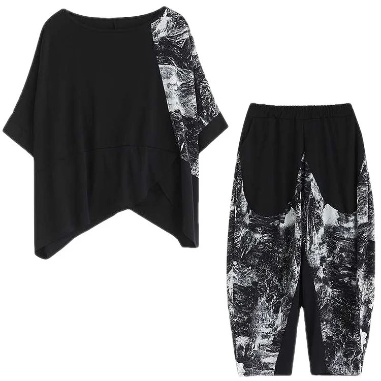 Irregular Short Sleeve Shirt and Harlem Pants Suits