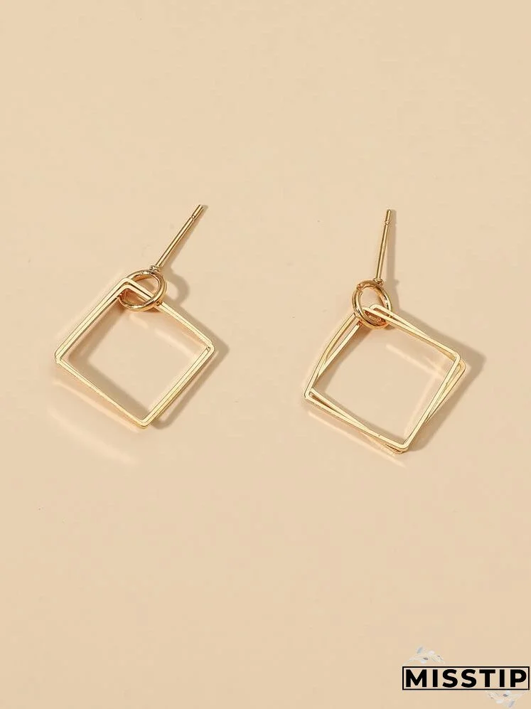 Geometric Charm Drop Earrings