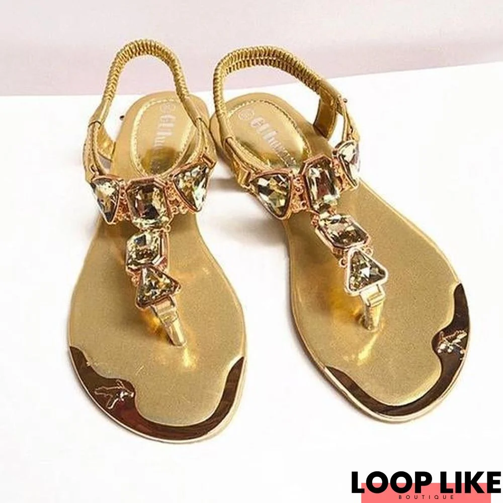 Women Hot Fashion Rhinestone Summer Sandals Clip Toe Sandals