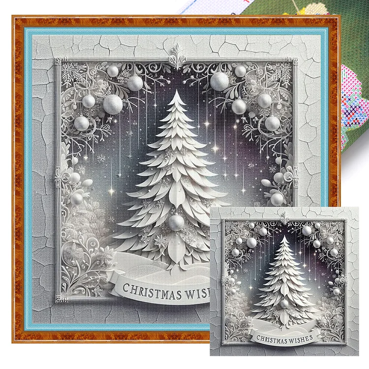 『YiShu』Xmas Tree - 11CT Stamped Eco-Friendly Cotton Thread Cross Stitch(40*40cm)